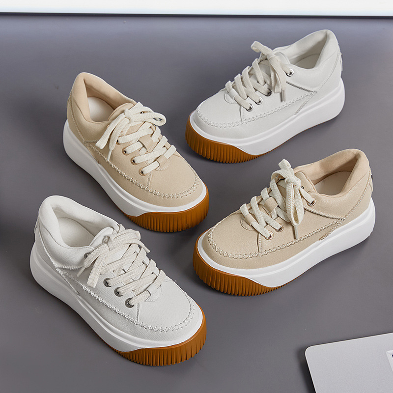 New Four-Season Biscuit Shoes for Women, Fashionable Flat-Soled Comfortable Sneakers, Lightweight Thick-Soled Lace-Up Low-Cut Casual Shoes New Four-Season Biscuit Shoes for Women, Fashionable Flat-Soled Comfortable Sneakers, Lightweight Thick-Soled Lace-Up Low-Cut Casual Shoes