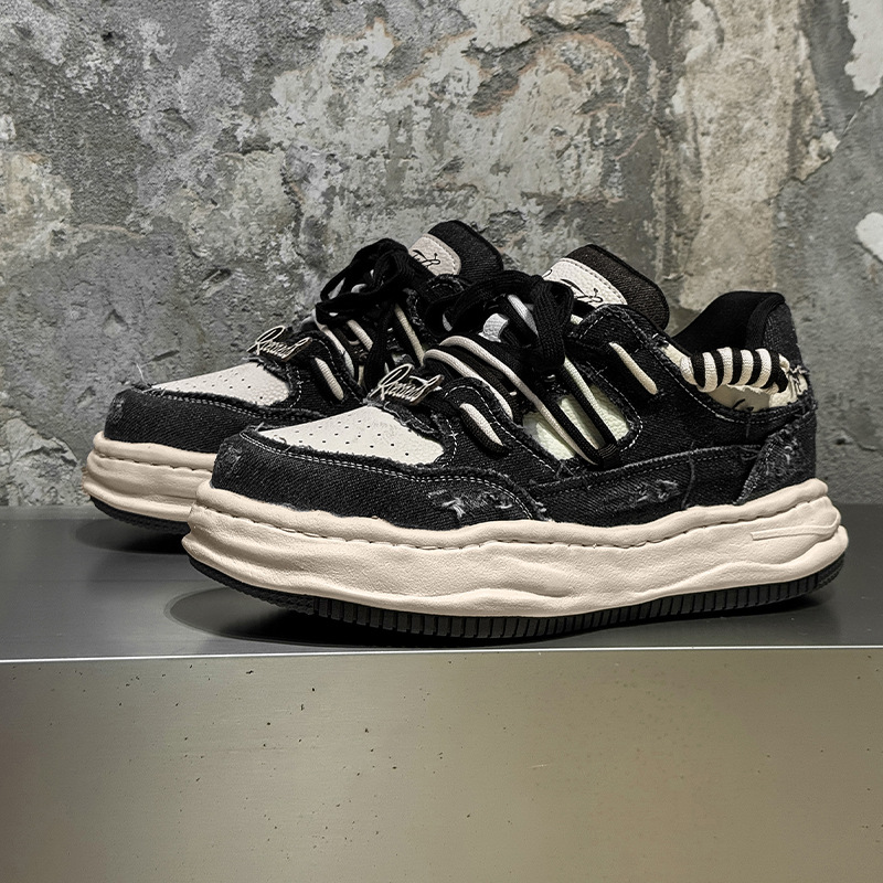 Thick-Soled 7cm Invisible Inner Height-Increasing Shoes for Men, Summer Sports and Leisure Sneakers, Washed and Dissolved Canvas Shoes for Women 8860