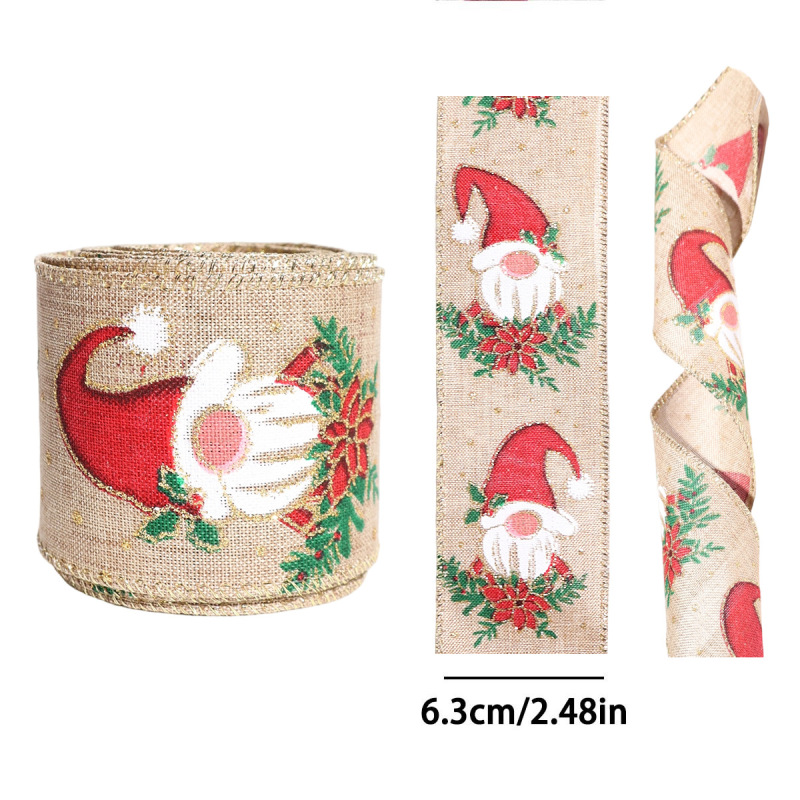 クロスボーダー新しいクリスマス模造リネンリボン装飾クリスマスツリー DIY リボンギフトボックスパーティーギフト装飾リボン|undefined
