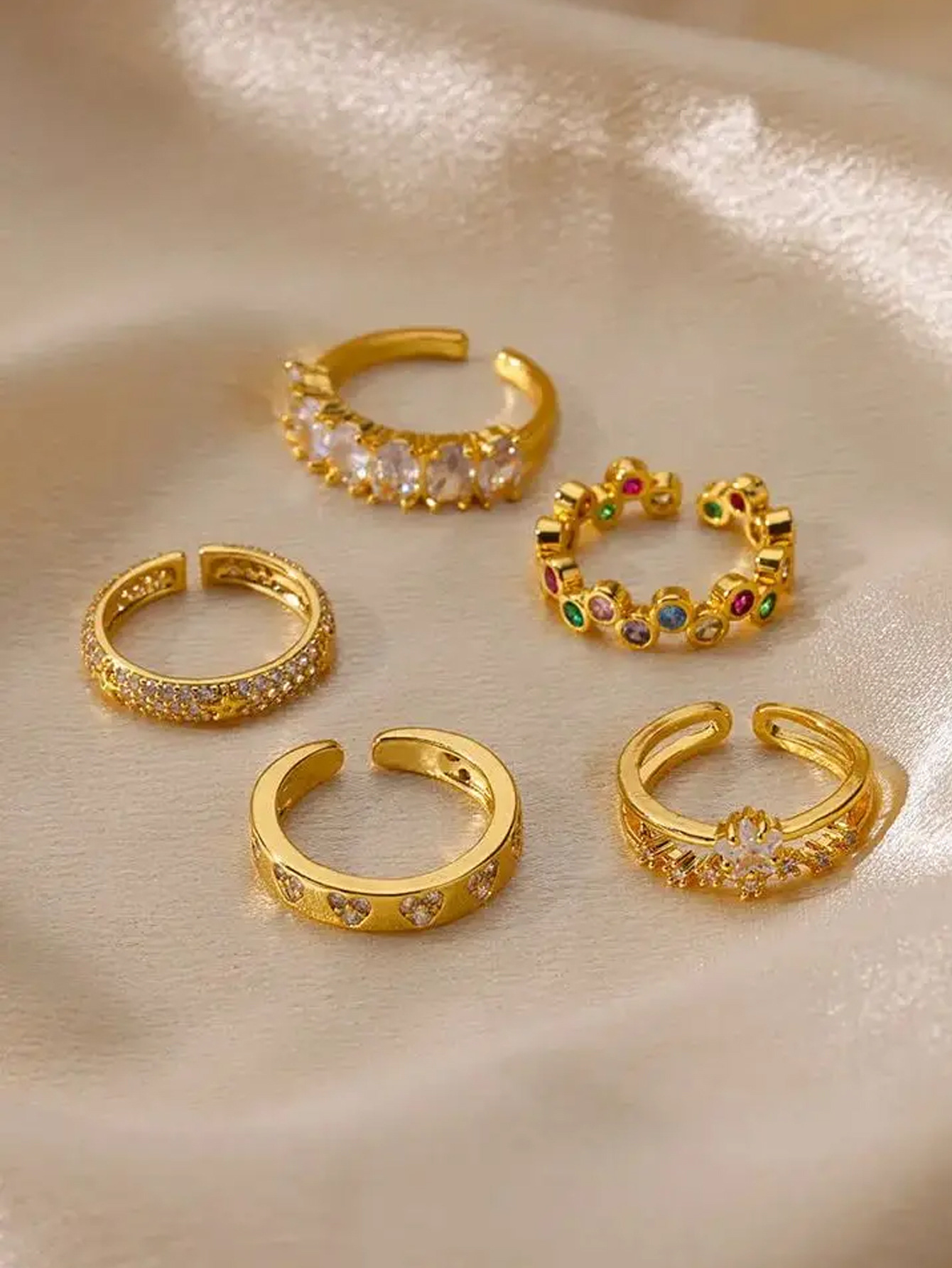 PVD Coated Real Gold Plated Heart Shape 304 Stainless Steel Vacation Simple Style Waterproof Non Tarnish Open Rings display picture 1