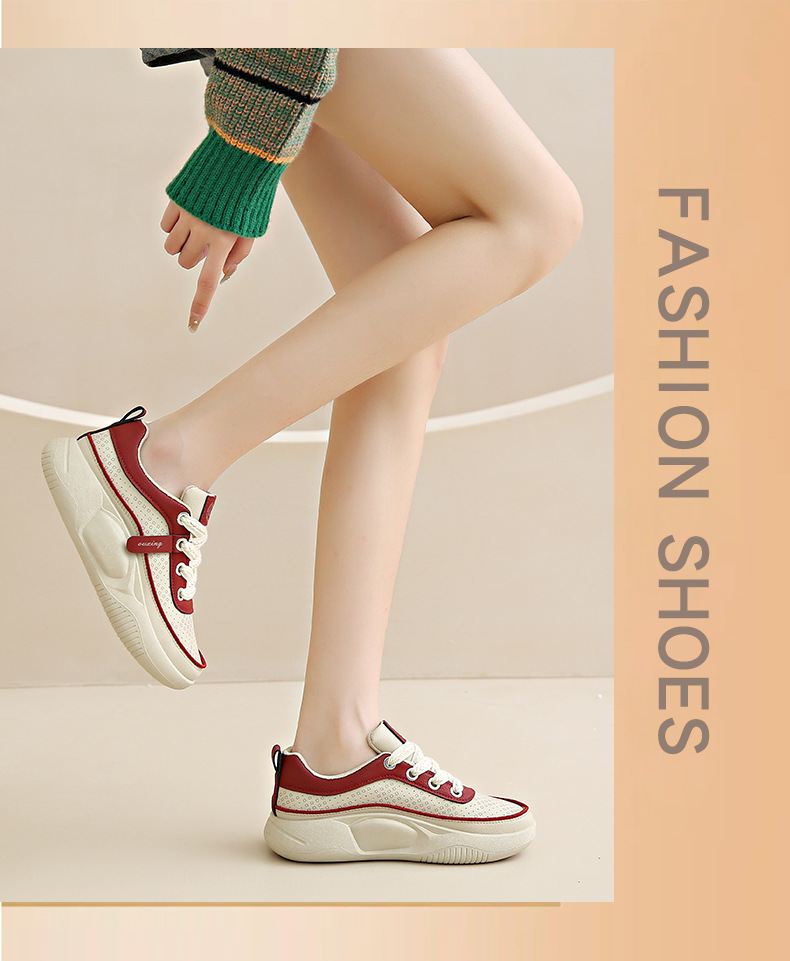 Atmungsaktive Damen Freizeitschuhe Mit Dicker Sohle Weiß_voghion.com