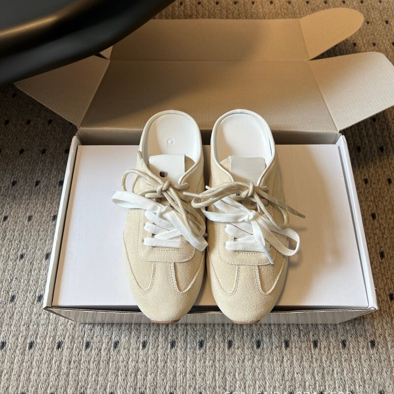 Jisoo cross-border a*o Kim Ji-soo collaboration retro German training shoes women's flat casual shoes lace-up half-slipper Forrest Gump style popular model Jisoo cross-border a*o Kim Ji-soo collaboration retro German training shoes women's flat casual shoes lace-up half-slipper Forrest Gump style popular model