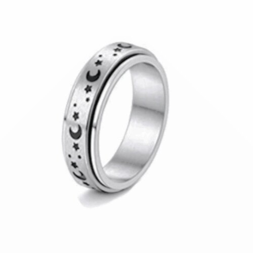 Amazon Anti-Anxiety Stress Relief Titanium Steel Rotating Ring Rings Fashionable Stainless Steel Couple Rings 