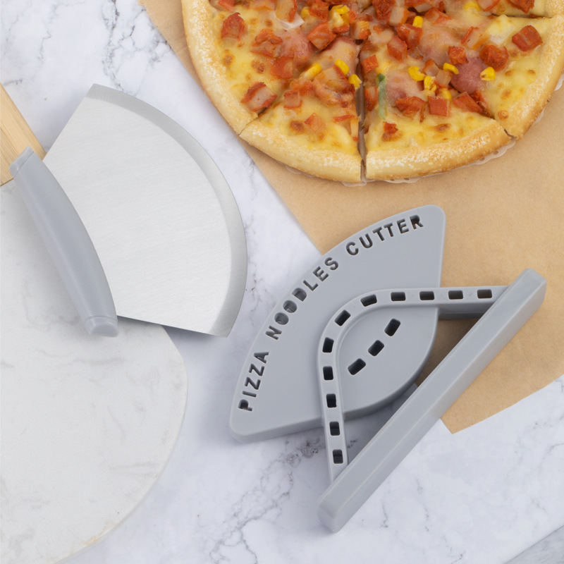 Cuchillo de pizza vertical de acero inoxidable transfronterizo con base Pizza cutter herramienta de horneado de cocina de hoja curva