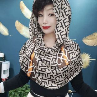 New Hooded Shawl Spring and Summer Sunscreen All-match Silk Scarf Hat Windproof Sand-proof Multi-use Li Jin Satan Bag Headscarf Explosive Fashion