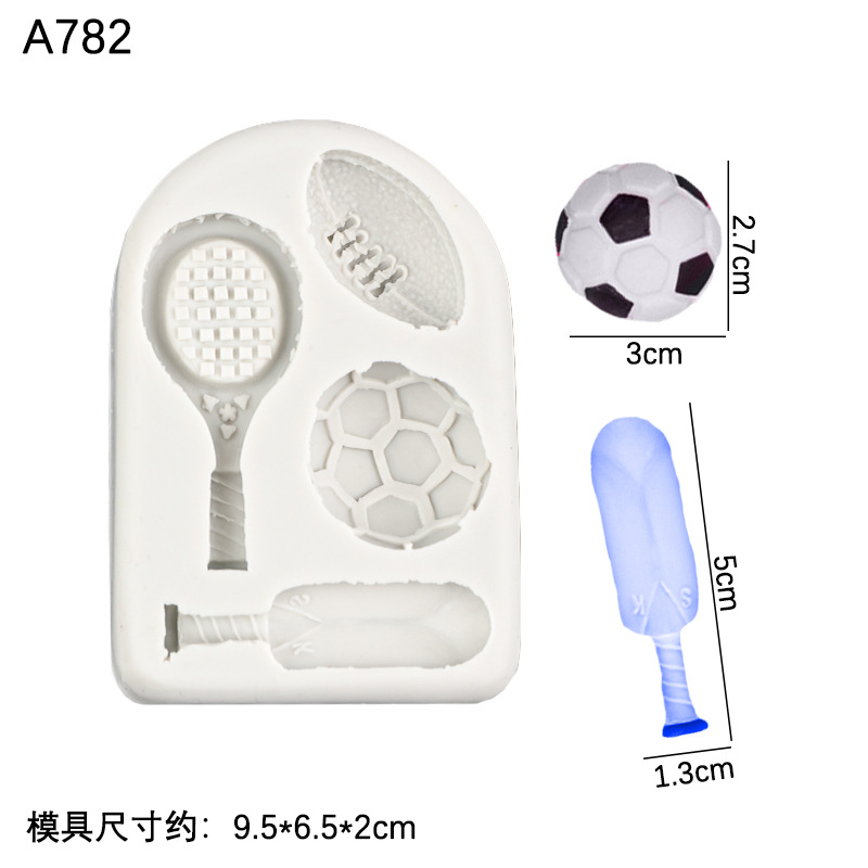 Nueva bola molde de silicona tenis de mesa fútbol tenis golf pastel chocolate fondant accesorios de decoración