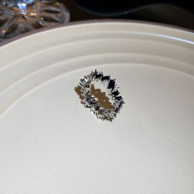 INS Style Heart Shape Copper Inlay Zircon Rings 1 Piece