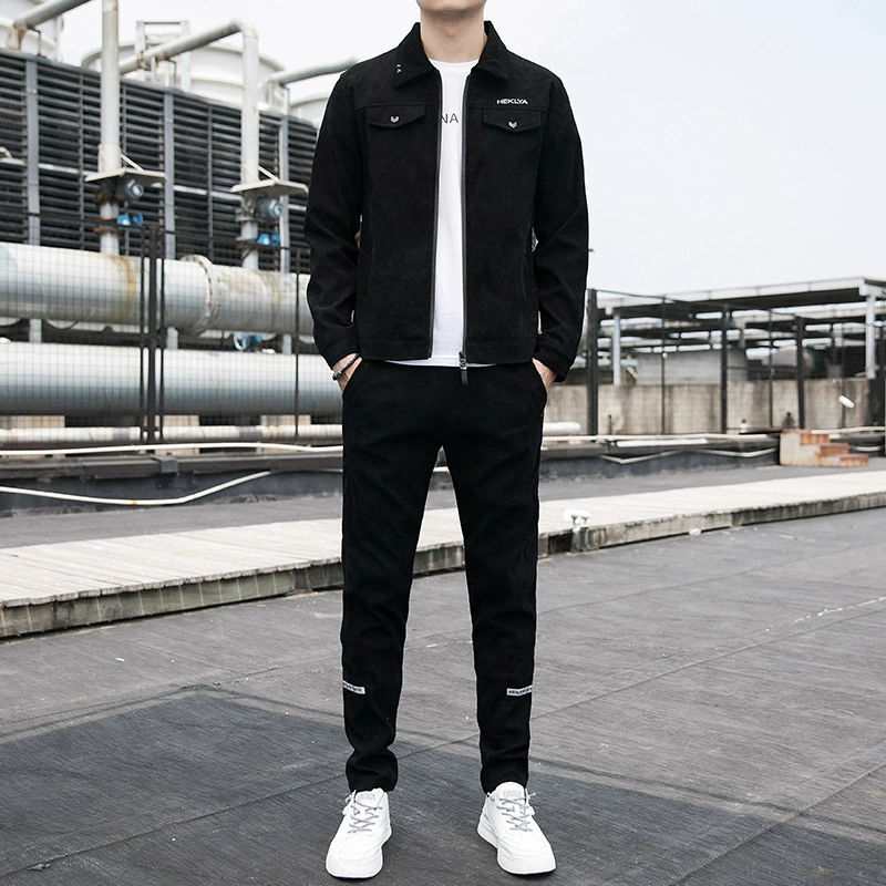 Осенний костюм, вельветовая куртка, брюки, корейский стиль, slim fit
