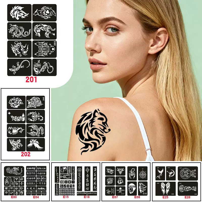 人体彩绘镂空纹身小清新纹身模板海娜纹身模板纹身贴