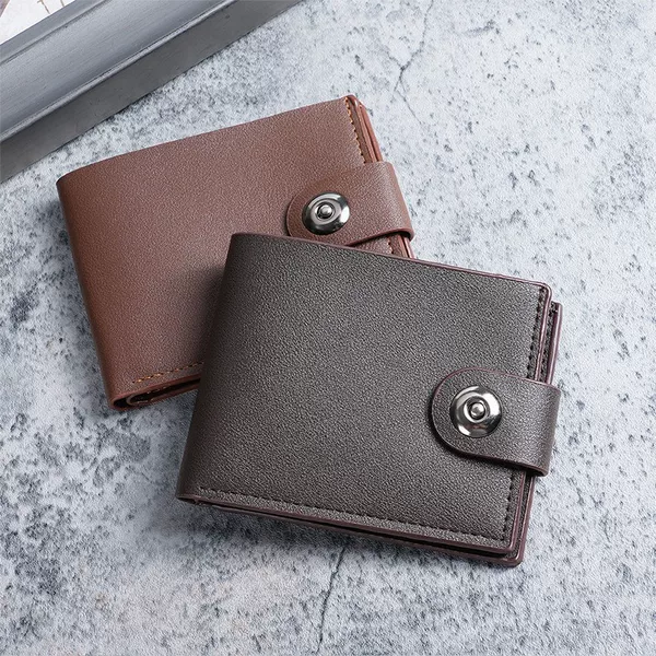 Men's Fashion Short Button Wallet with Multiple Card Slots Casual Wallet Horizontal Cross-Border Men's Wallet Factory Spot Direct Sale