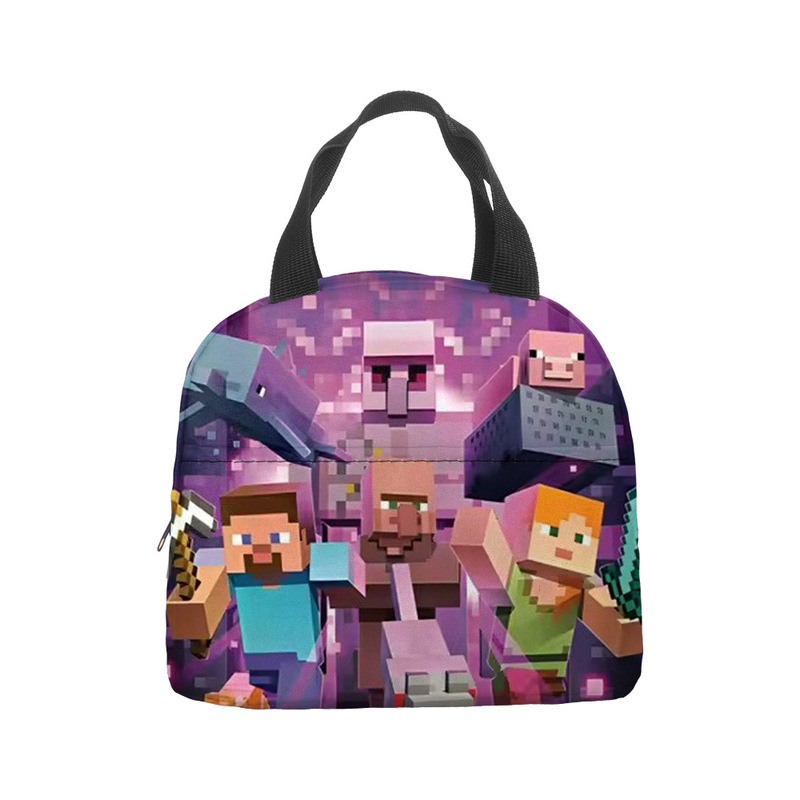 Minecraft ランチバッグ漫画アニメーション小中学生食事バッグ子供用アイスバッグ屋外食事バッグポータブルランチボックスバッグ|undefined