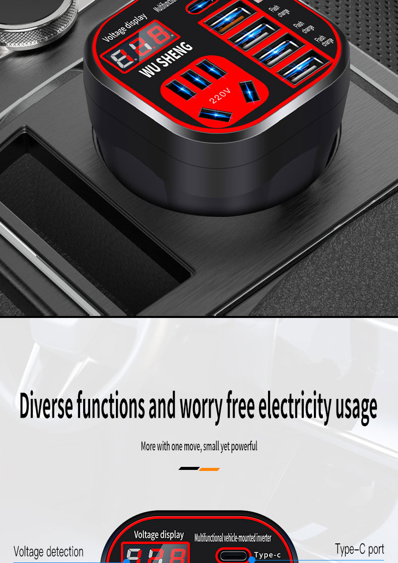 Car Truck 12V/24V to 220V multi-function car Inverter converter mobile phone socket charger