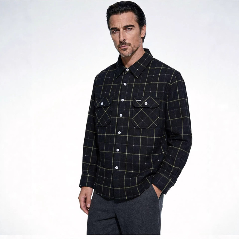 Bamiow Lp Same Style Men's 53% Wool Blend Vintage Work Shirt Jacket, 310 Grams