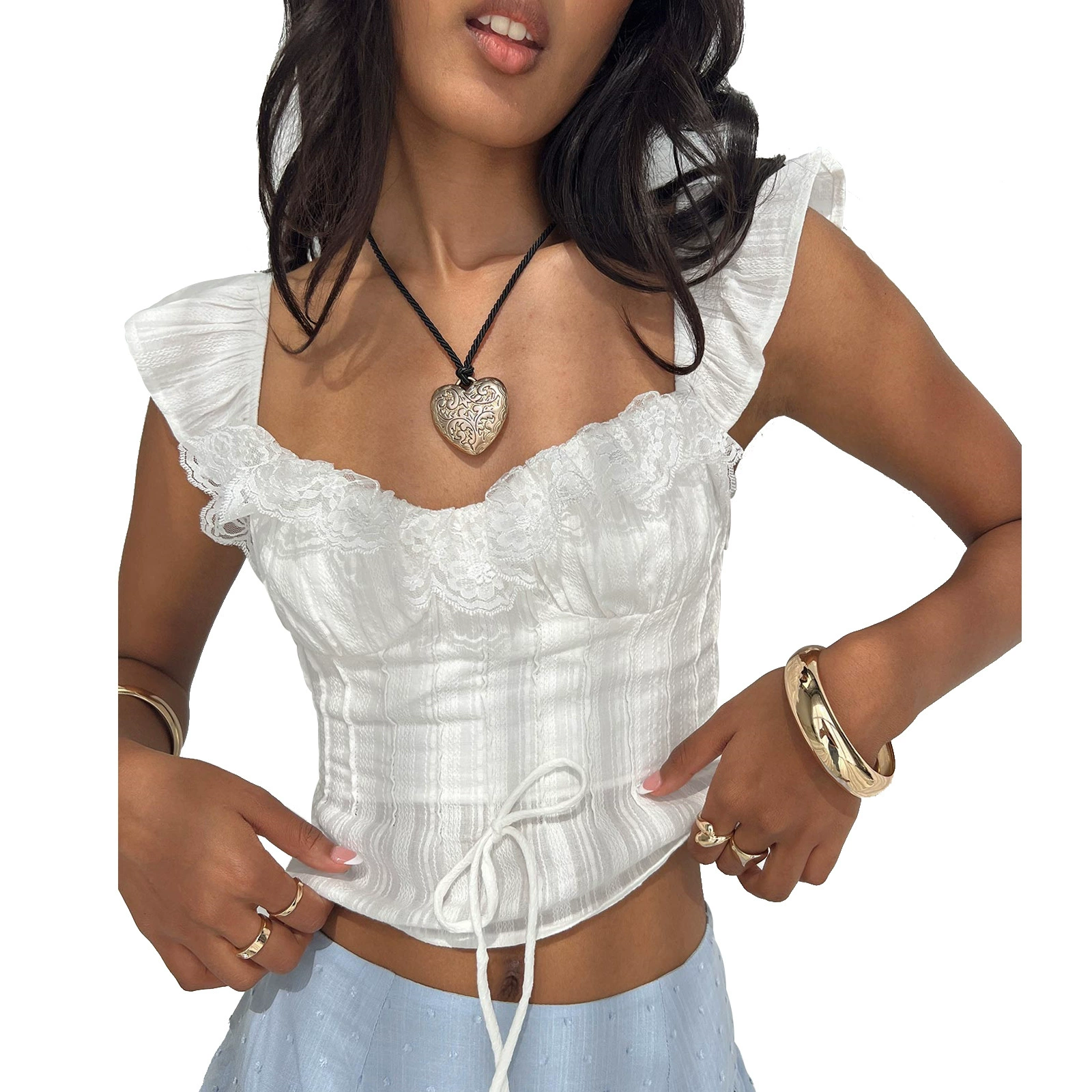 Женские suspender топ короткий cross-border Amazon, бабочка, верёвка, low waist, сексуальная кружевная блузка SU3628