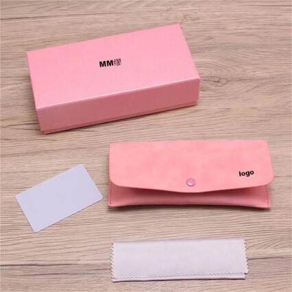 New Miu Leather Stitched Sunglasses Case, Pink Women's Soft Case Brand Soft Case Sunglasses Box