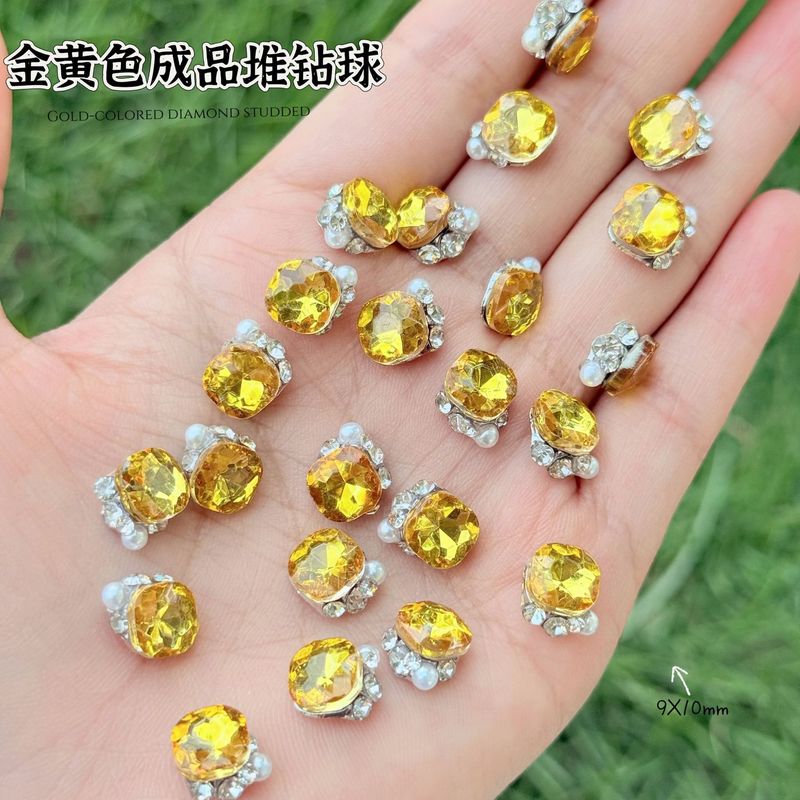金色堆钻球美甲饰品秋冬成品堆堆钻高品肥方八角显白美甲钻指甲钻|undefined