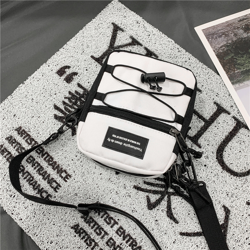 67g Weight Zipper Closure Type Single Shoulder Strap Strap Type Crossbody Bag Bags Type Nylon Material Letter Pattern Streetwear Style Square Shape Khaki, Light Grey, White, Black Color Small Size Small Nylon Letter Streetwear Square Zipper Crossbody Bag 83