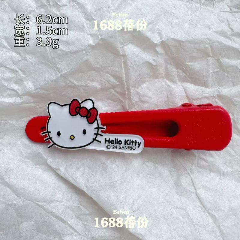 三福同款卡通Kitty猫发夹时尚百搭红色甜美可爱鸭嘴夹儿童碎发卡|undefined
