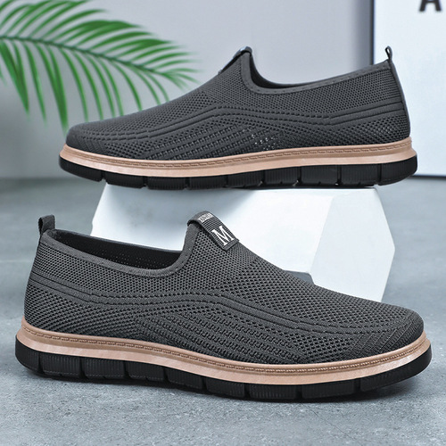 Men's Air-Weave Breathable Non-Stinky Ankle Shoes Large Men's Shoes Casual Slip-On Men's Shoes Father's Shoes