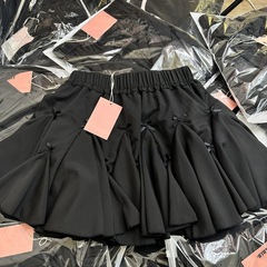 リボン白いつぼみスカート女性の夏バレエスタイルケーキスカートハイウエストスリムAラインふわふわショートスカート