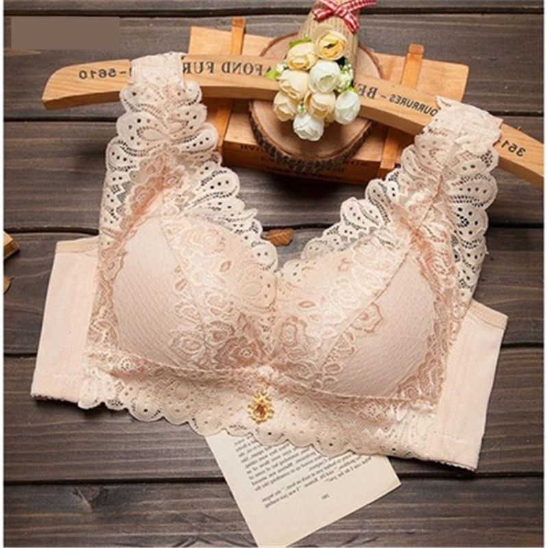 Single Piece/suit Bra Push-up Small Chest Sexy Close-up Parammary Upper Support Lace Beautiful Back Adjustable Underwear without Steel Ring