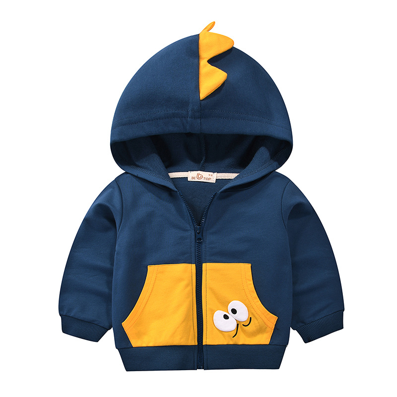 Ser Superior ropa para niños dinosaurio con capucha suéter para niños abrigo suéter de dibujos animados para niños primavera y otoño bebé Delgado algodón puro