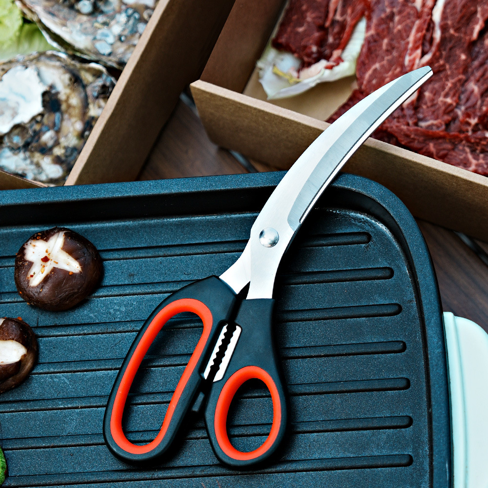 K205 팔꿈치 빨간색과 검은색 바베큐 가위