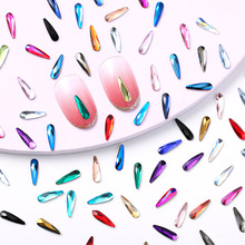 专供跨境长水滴美甲瓜子钻超闪平底异形钻穿戴甲手工DIY配件批发