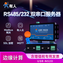有人双串口服务器RS232/485转以太网口设备通讯物联网USR-N520