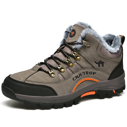 Outdoor high-top large size hiking shoes, winter casual sports cotton shoes, men's warm plus velvet thickened snow boots