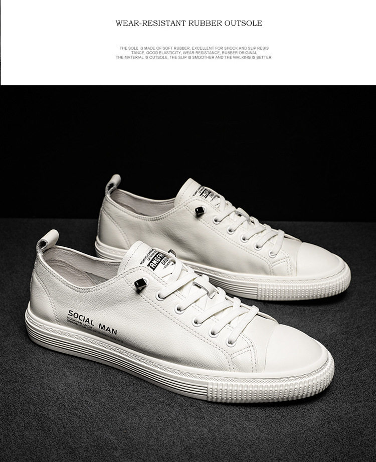 Giày sneaker nam da thật thoáng khí, đế bệt cổ thấp, dây buộc phía trước — s1931 màu trắng, s1931 đen chi tiết 12