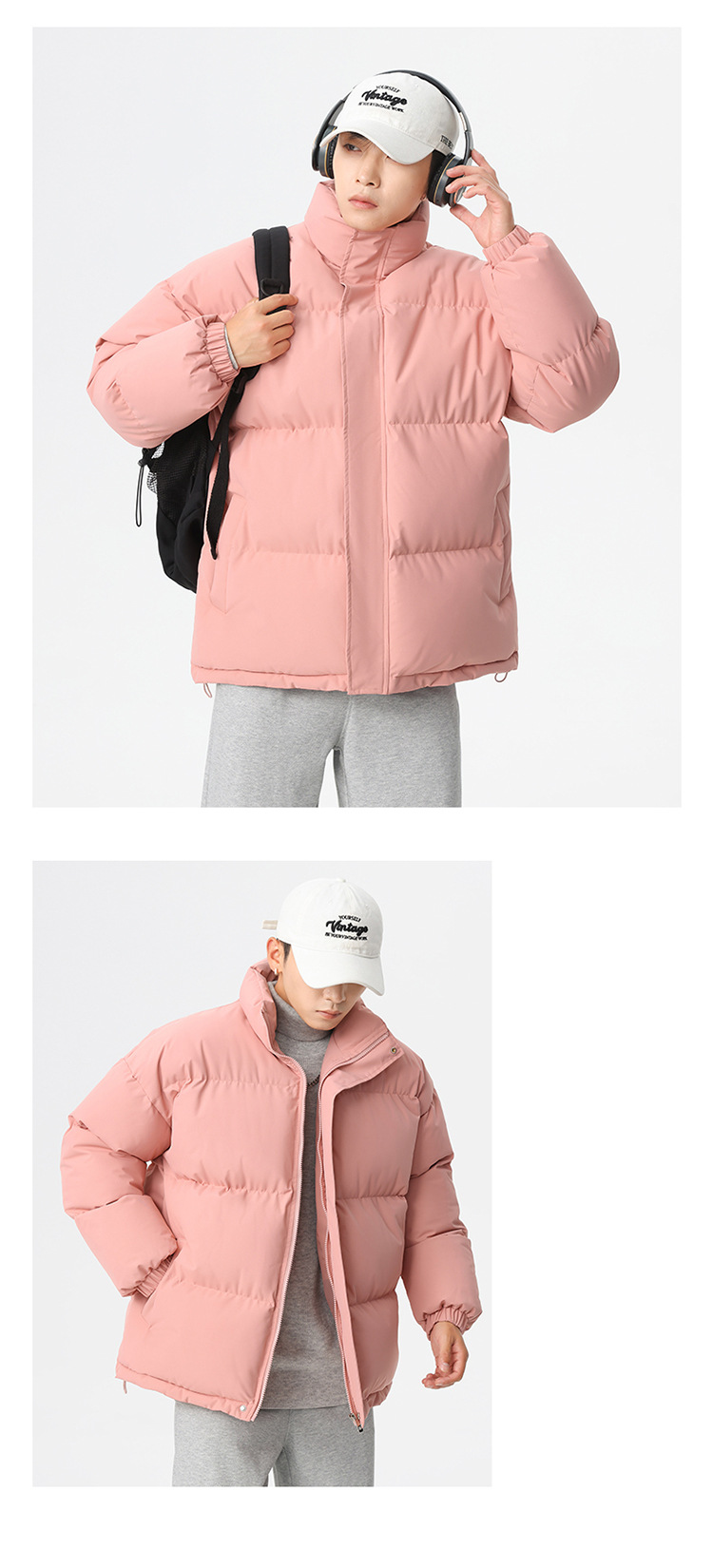 Novità invernale per uomo e donna, giacca in cotone tinta unita, ampia e comoda, da uomo_voghion.com