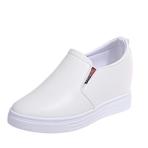 Women's Heeled Shoes 2024 Autumn Model Platform Thick Sole White Loafers One-Piece Versatile Casual Loafers for Students