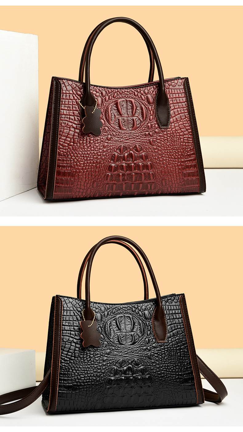 Elegant Women's Large Capacity Crocodile Pattern Handbag Tote_voghion.com