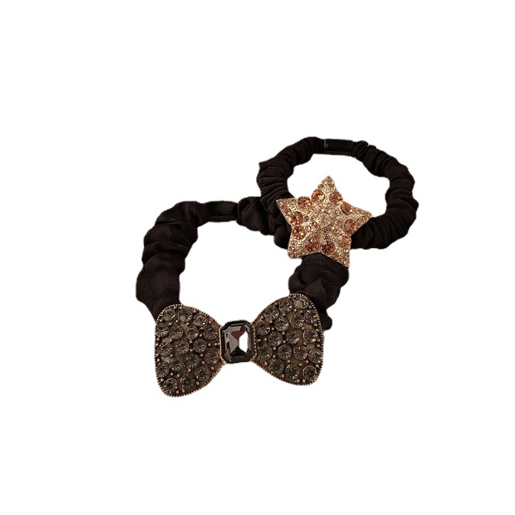 Metal retro conejo negro anillo de cabello de cola de caballo cuerda de cabello elástica de alta altura temperamento banda de goma adornamiento para el cabello