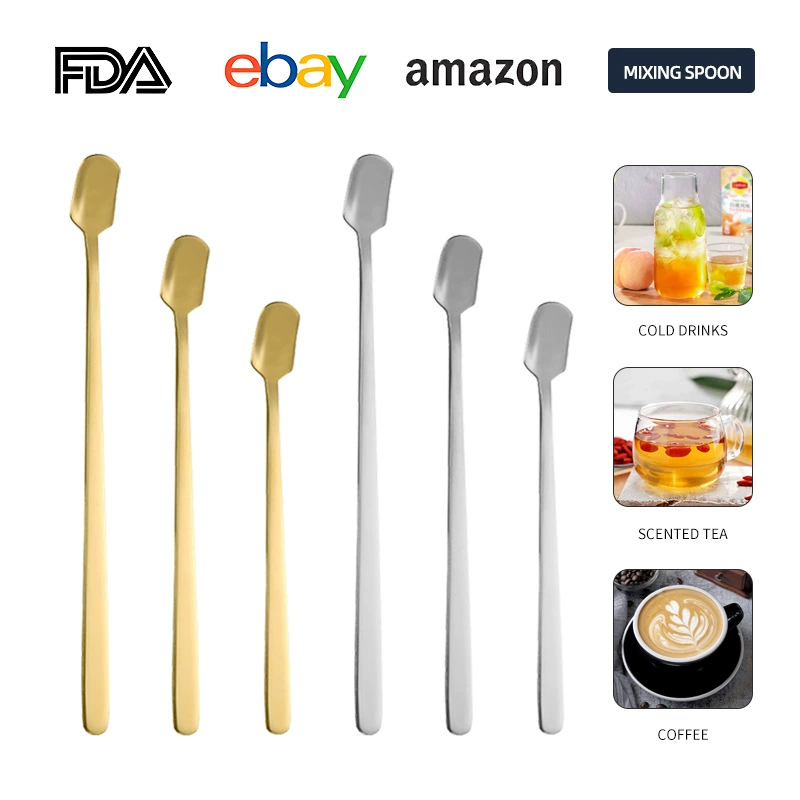 Ложка из нержавеющей стали, креативная ложка с квадратной головкой, длинная ручка, ложка для перемешивания кофе, десертная ложка для птичьего гнезда, кружка, подарочная ложка, золотая