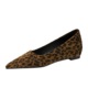 9121 leopard print pointed single shoe, women's flat heel, shallow mouth suede, versatile, one foot kick, evening breeze floating shoe, inner height increasing commuting shoe