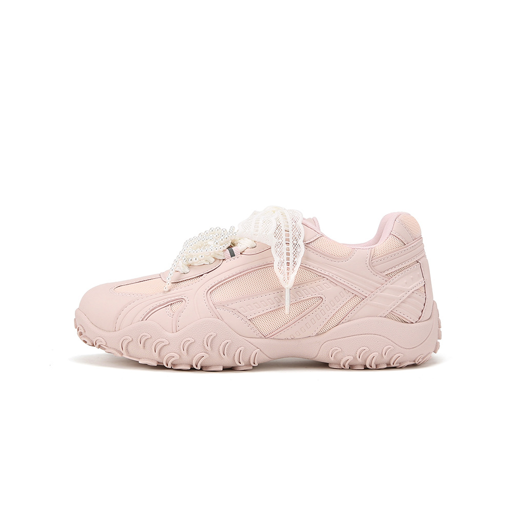 Inventario de cuero de vaca, Su Yan original de cresta inferior encaje cinturón de perlas aumentó la altura de los zapatos casuales de entrenamiento de mujeres