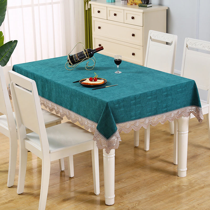 简约北欧家用餐桌台布 长方形居家布艺桌布 日系清新格子茶几台布