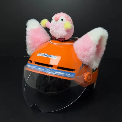 Pink sheep ear creative accessory Motosiklet dəbilqələri