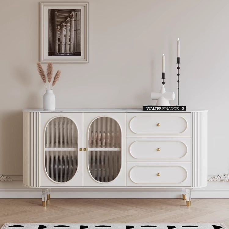 French Cream Sideboard Style Sideboard Against the Wall Home Living Room Tea Kitchen Storage Cabinet Multi-Functional Modern Simple