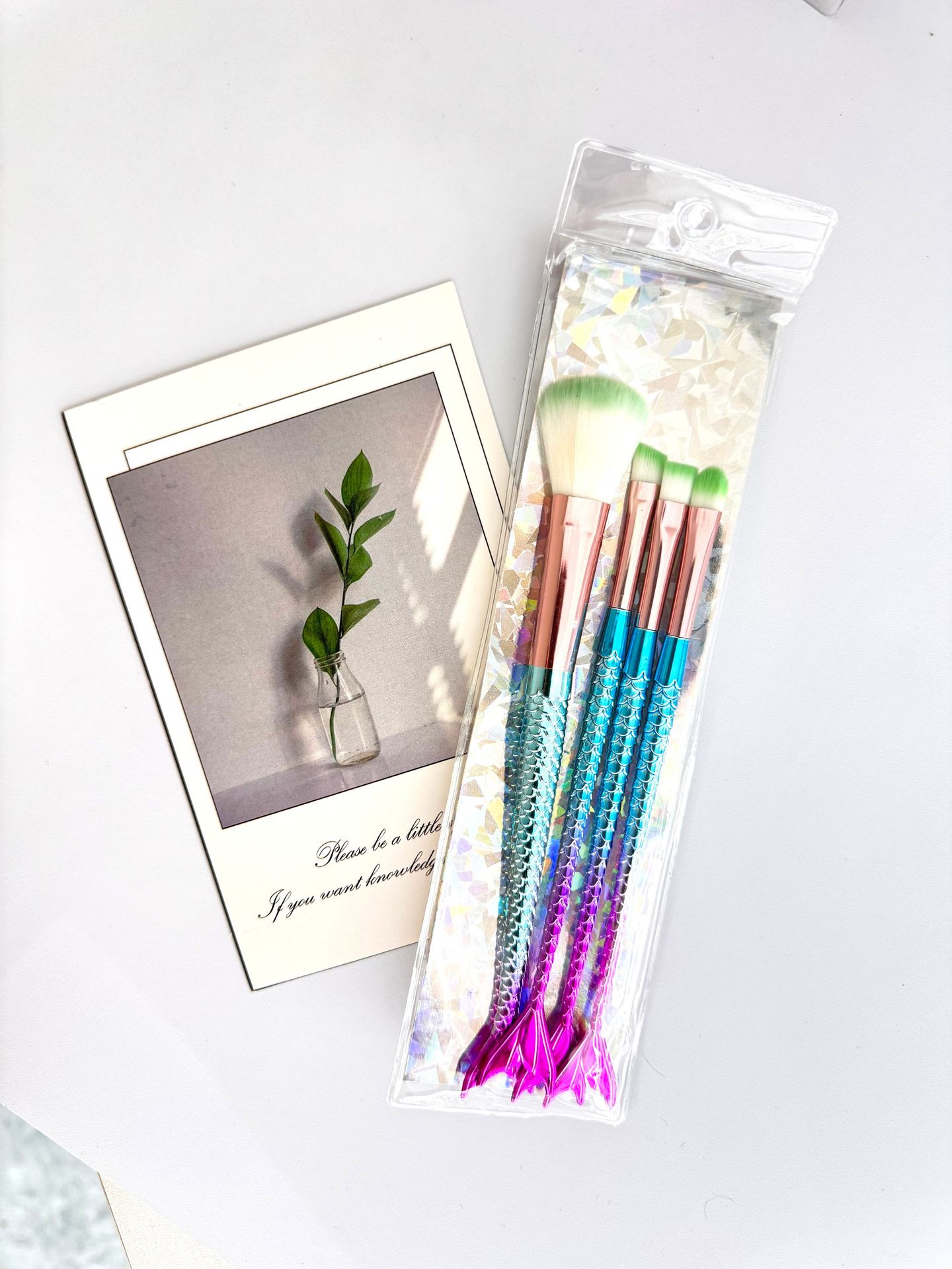 Mermaid Gradiente Eye Makeup Brush Bolsa de pvc Pincel de maquillaje de cola de pez dividida Pincel de mancha Venta caliente transfronteriza