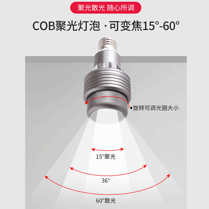 Focusing spotlight zoom led spotlight COB bulb screw E27 bulb super bright restaurant hot pot clothing store Special