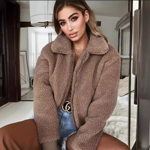 eBay Western and European Fashion Autumn and Winter WISH Jacket, Sexy Plush Collar Slim Fit Jacket