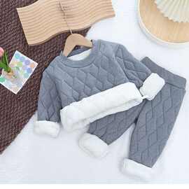 黁白儿童加厚夹棉冬季新款校服神器中大童三层内衣保暖套装两件套