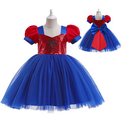 European and American style new black spider mesh patchwork dress, children's princess puffy skirt cosplay performance formal dress