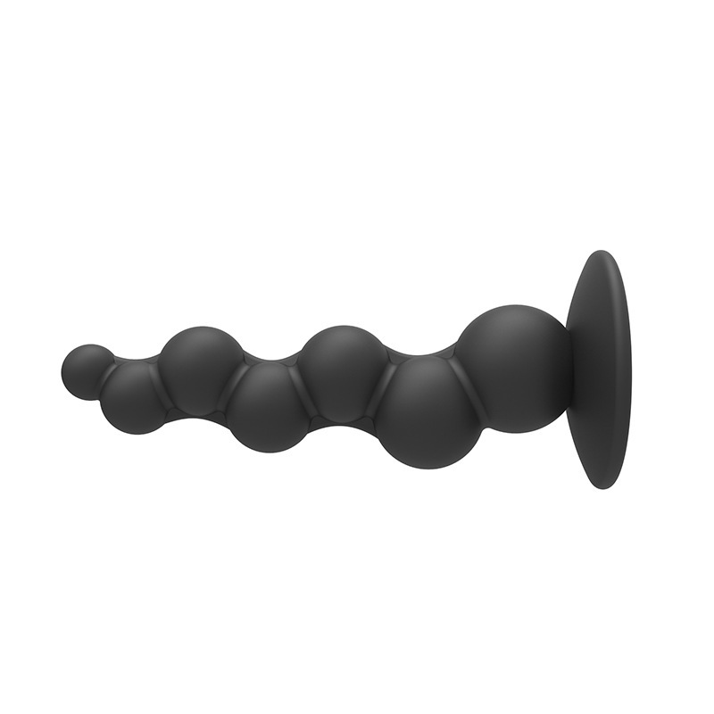 Silicone Anal Beads with Graduated Beads, Manual Control, Black Adult Prostate Massager — detail image 5