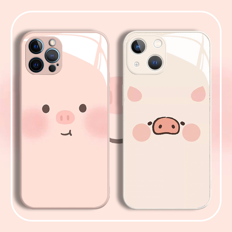 情侣猪猪苹果15promax手机壳iphone14镜头全包13新款xr萌宠