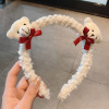 Plush headband, cartoon hairgrip for face washing, hairpins, hair accessory, with little bears, internet celebrity