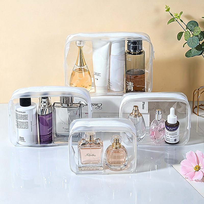 Transparent Cosmetic Bag with Custom Logo Printing, Small Batch Printing, High Aesthetic Value, Eco-Friendly Pvc, High Aesthetic Value Toiletry Storage Bag